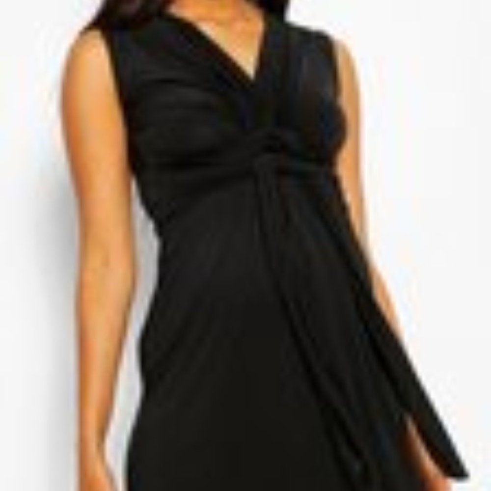 NWT Maternity Knot Front Mini Dress (Navy Blue)